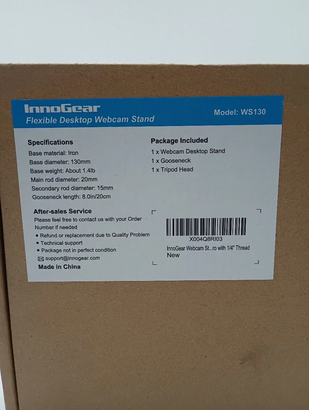 InnoGear Desktop Webcam Stand Flexible Gooseneck Tripod Head Model WS130